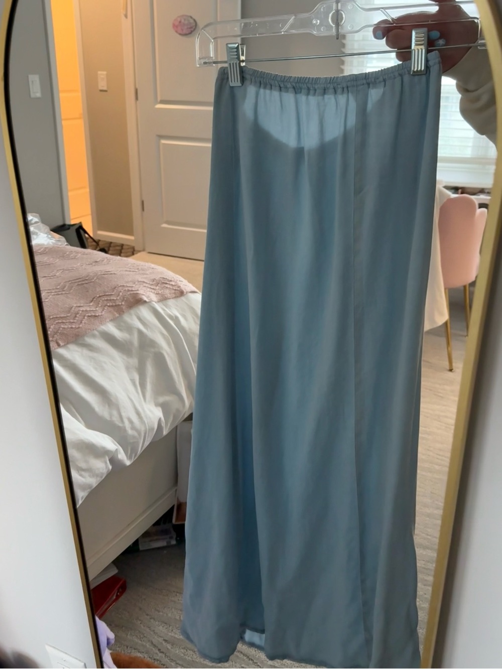 Women's Light Blue Maxi Skirt - Elastic Waist